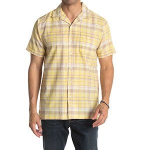 Onia Yellow Plaid Short-Sleeve Button-Down Shirt